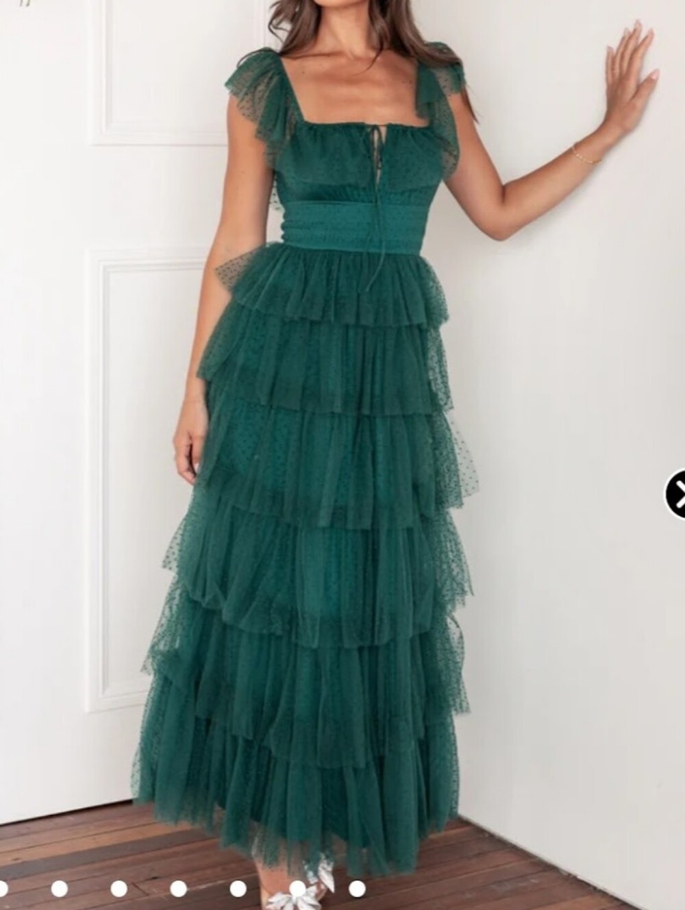 Petal & Pup Emerald Green Tiered Tulle Maxi Dress